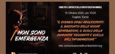 “Non sono emergenza”, il 15 ottobre a Cagliari un incontro sul disagio adolescenziale e protagonismo dei giovani