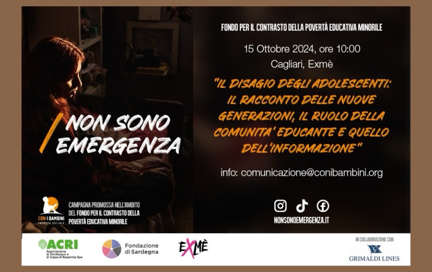 “Non sono emergenza”, il 15 ottobre a Cagliari un incontro sul disagio adolescenziale e protagonismo dei giovani