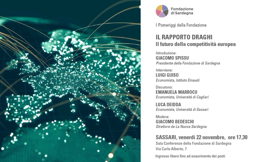 “Il futuro della competitività europea”, il 22 novembre a Sassari un convegno sul Rapporto Draghi e le sfide dell’Europa