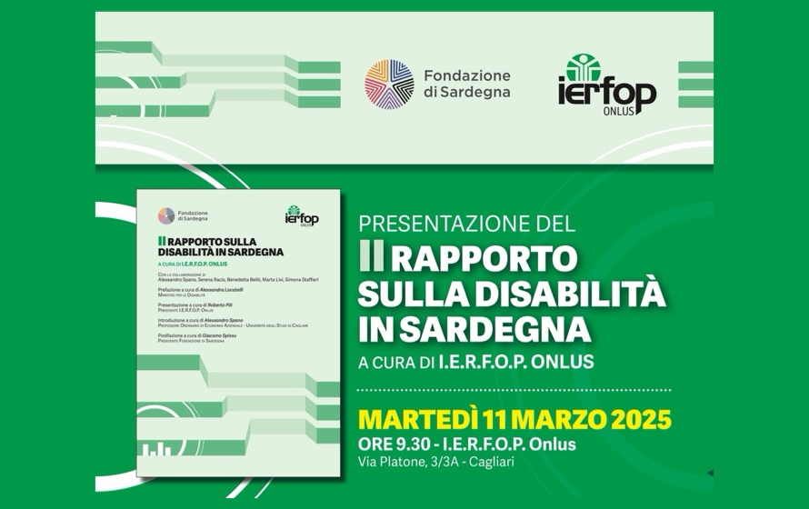 Disabilità in Sardegna, l’11 marzo a Cagliari la presentazione del nuovo Rapporto IERFOP